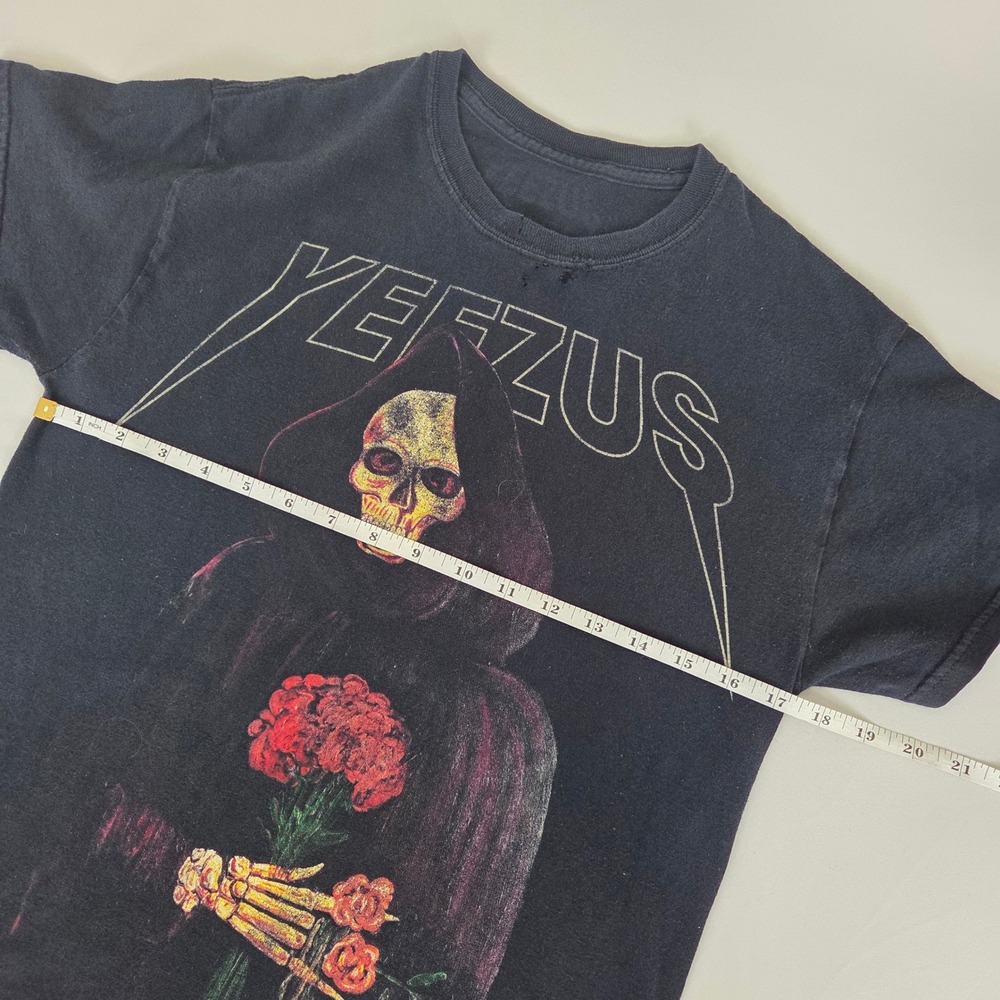 Yeezus Tour T-Shirt Grim Reaper Rose Size S Graphic Black Concert Merch Holes - Picture 9 of 11